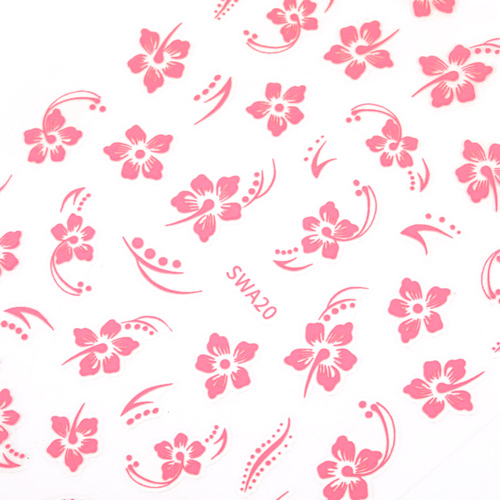 Autocollants pour ongles fins, fleurs autocollantes SWA20, rose clair