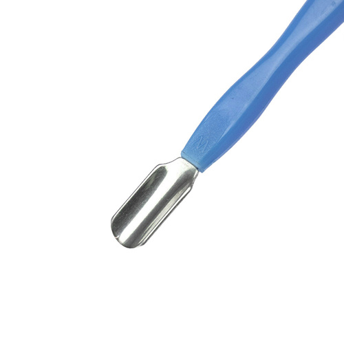 Espátula, cuchillo, rascador, cincel doble para retirar las cutículas y eliminar la piel muerta, azul.