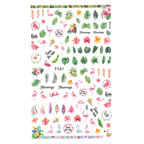 Autocollants pour ongles fins autocollants plantes flamants roses F561
