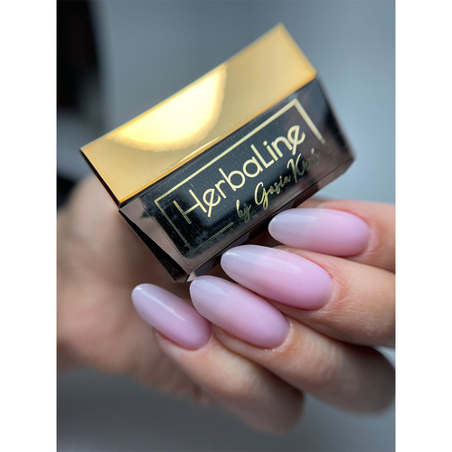 Gel de renforcement pour ongles sans HEMA/Di-HEMA, à l'huile d'arbre à thé MollyLac HerbaLine Sugar Pink par Gosia Kruś, 5 g