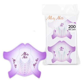 Szablony formy do przedłużania paznokci Molly Nails Flexible fioletowe 200 szt