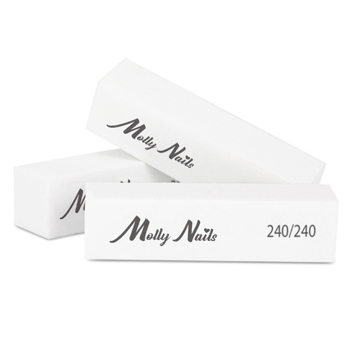 Bloczek blok polerski Molly Nails 240/240 Premium biały