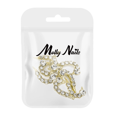 Ozdoby do paznokci serce 3D Molly Nails white diamond 10 szt