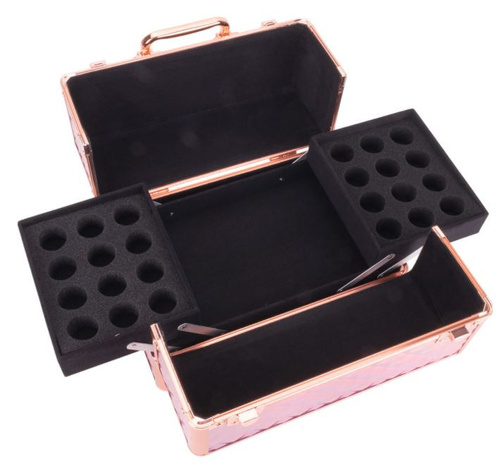 Kuferek kosmetyczny M na lakiery Diamond 3D rose golden okucia rose golden