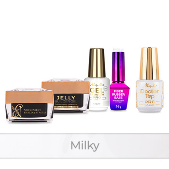 PRO MATCH SYSTEM 4+1 Milky: 3x żele: Jelly&SelfLeveling&Gel in bottle+Baza+Doctor Top 15g GRATIS