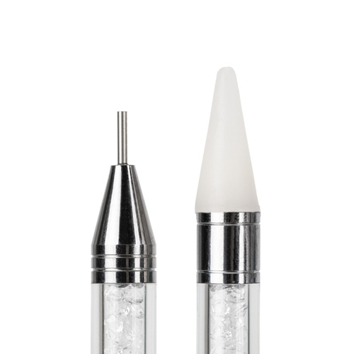 Doppelseitiger Wachsapplikator mit Spitze für Zirkonia und Molly Nails-Verzierungen, weiß