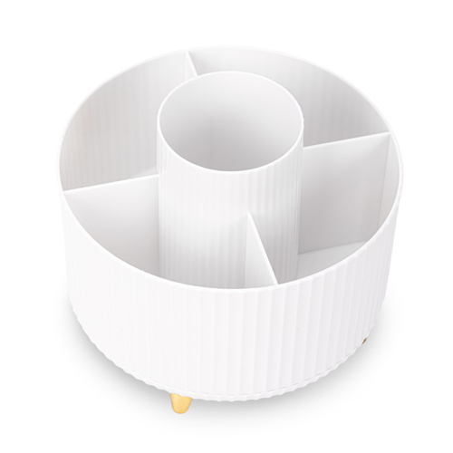Drehbarer Kosmetik-Organizer mit Fächern, weiß