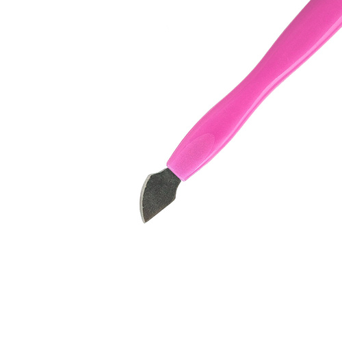 Spatula, knife, hoof knife, double-sided chisel for pushing back cuticles and removing dead skin, pink