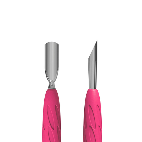 Spatola per manicure Gummy con impugnatura in silicone Staleks Uniq 10 TYPE 2: spiedino stretto arrotondato e spatola obliqua