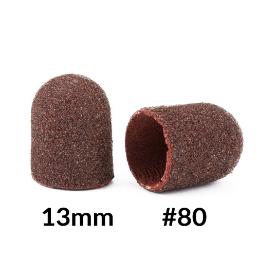 Capuchones abrasivos para pedicura con interior de algodón, 13 mm, grano 80, marrones, AlleMed, 10 unidades