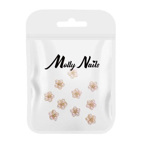Ozdoby do paznokci kwiatki perłowe 3D Molly Nails Nr 2 10 szt