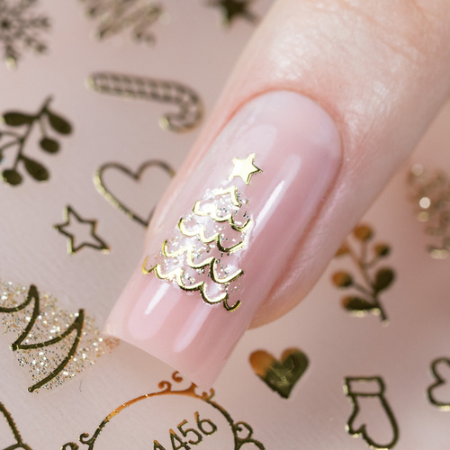 Selbstklebende Weihnachts-Nagelaufkleber in Gold von Molly Nails TH-1456