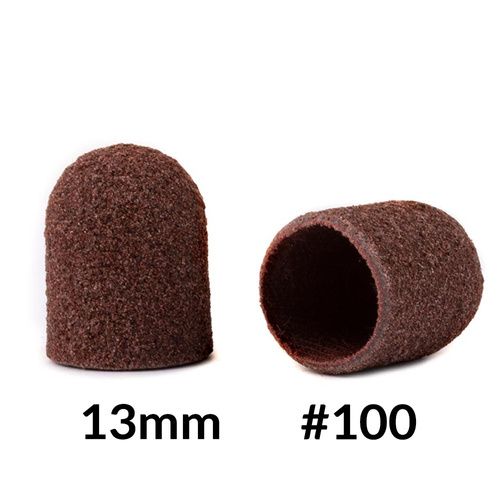 Capuchones abrasivos para pedicura con interior de algodón, 13 mm, grano 100, marrones, AlleMed, 10 unidades