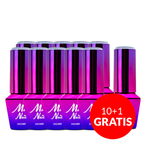 10 + 1 gratis: Molly Nails Hybridlack „Mermaid Whispers Blue Amber“, 10 g, Nr. 592