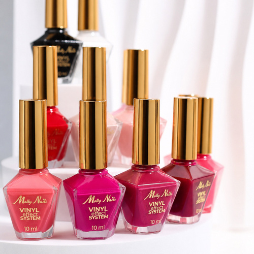 Klasyczny lakier STEP 2: Color Lacquer Vinyl Effect System MollyNails White 10 ml