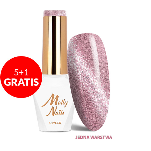 5+1gratis Lakier hybrydowy LED/UV Gel Polish Cat Eye Womanity Nr 441 Lipstick Molly Nails HEMA/Di-HEMA Free 8g