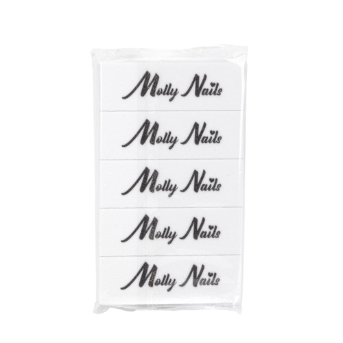 MollyNails Mini Double-Sided Buffer 100/180, White, 15-Pack