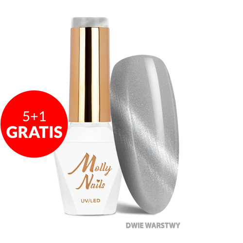 5+1gratis Magnetyczny lakier hybrydowy z efektem kociego oka Cat Eye Crystal Water MollyNails HEMA/Di-HEMA Free 8g Nr 162
