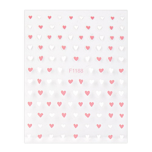 Thin, self-adhesive heart-shaped nail stickers F1188, pink
