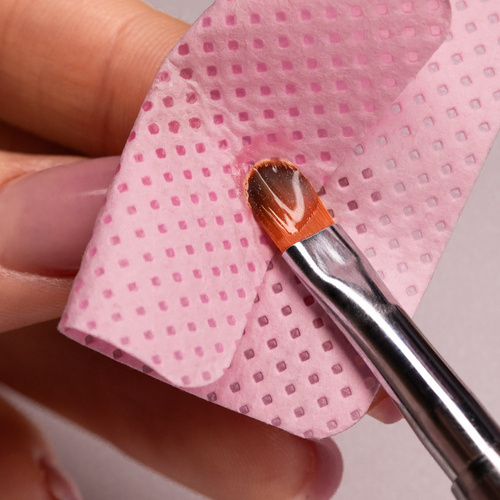 Dust-free perforated cotton pads for nails, pink, 5x5 cm, 200 pcs