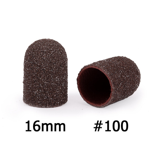 Capuchones abrasivos para pedicura con interior de algodón, 16 mm, grano 100, marrones, AlleMed, 10 unidades