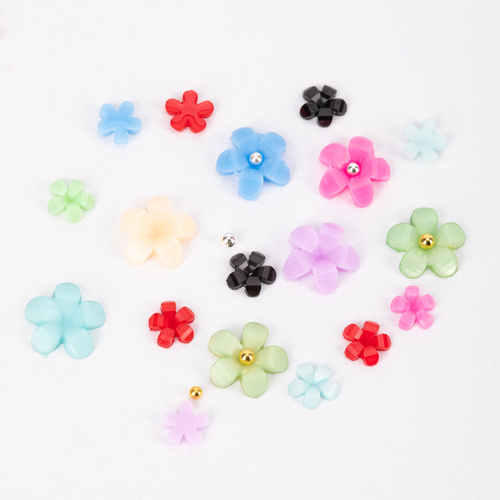 Schatulle mit Acrylblumen-Dekorationen von Molly Nails, Farbmix Nr. 1, ca. 300 Stück