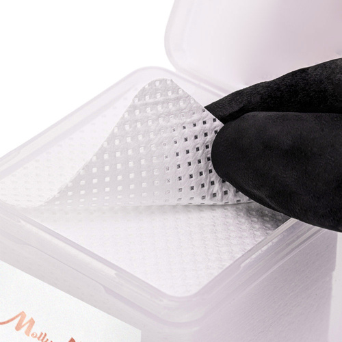 Waciki bezpyłowe perforowane do paznokci Molly Nails białe 5x5 cm 200 szt