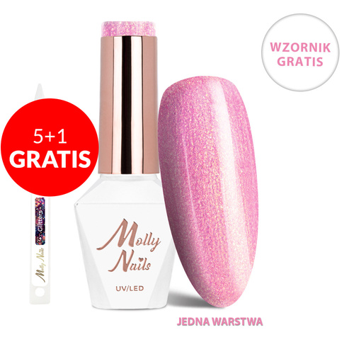 5+1gratis Lakier hybrydowy LED/UV Gel Polish La Vie en Rouge Nr 328 Angel's Sparkle MollyNails HEMA/Di-HEMA Free 8g+ Wzornik Glitters GRATIS