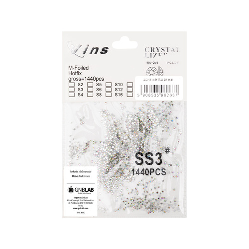 SS3 Crystal AB glass nail rhinestones, approx. 1440 pieces per pack