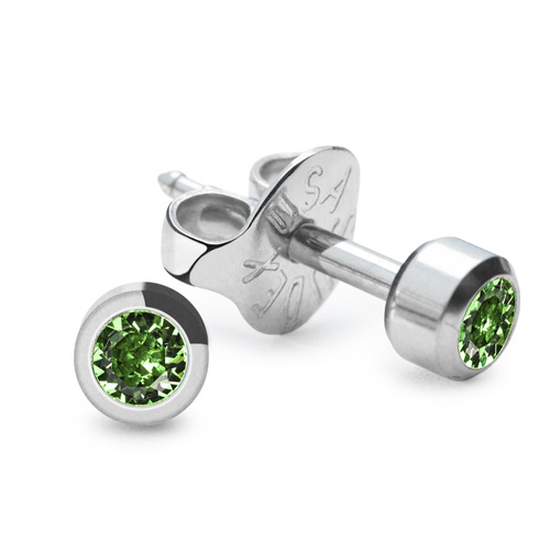 Kolczyki Studex Plus peridot w oprawie srebrne