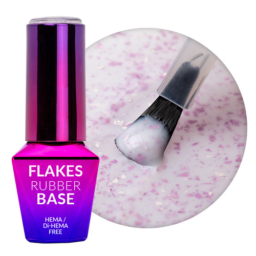 Mleczna baza kauczukowa z fioletowo metalicznymi płatkami Flakes Rubber Base Milk&Purple MollyLac HEMA/Di-HEMA Free 10 gram
