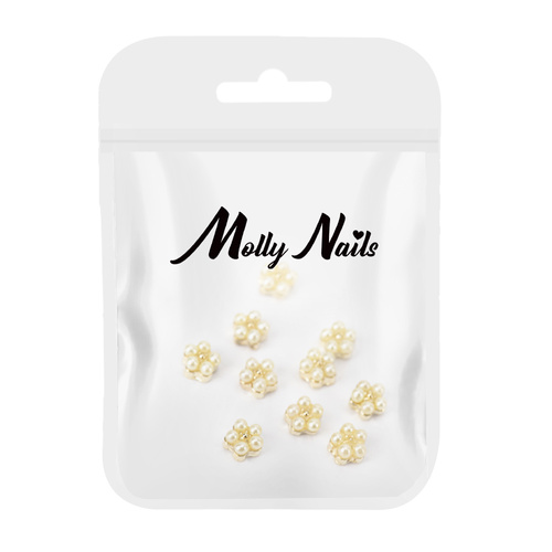 3D-Perlenblumen-Nageldekorationen von Molly Nails Nr. 1, 10 Stück