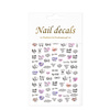 Naklejki do paznokci cienkie samoprzylepne serduszka napisy DD-540