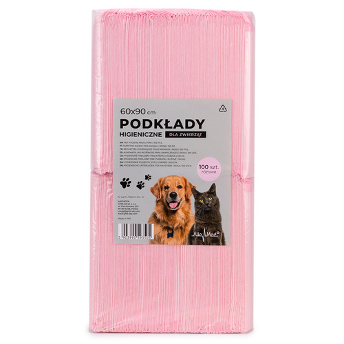 6sztuk Podkłady mata maty chłonne dla psa nauka sikania higiena czystość AlleMed 100 szt. 60x90 cm różowe