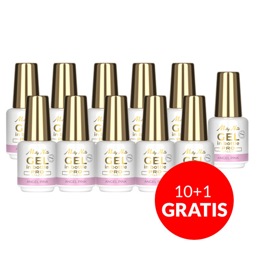 10 + 1 gratis: Aufbau-Gel in der Flasche mit Pinsel „Gel in Bottle“ von Molly Nails Pro Salon, Angel Pink, HEMA/Di-HEMA-frei, 15 g