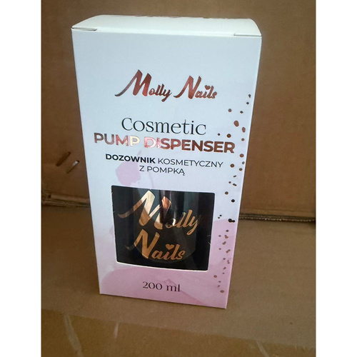 Flacon pompe pour liquides MollyNails, noir, 200 ml
