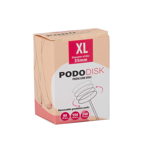 Dysk tarcza do pedicure Pododisk zestaw trzpień dysk + nakładki tarcze wymienne 50 szt. XL 35 mm