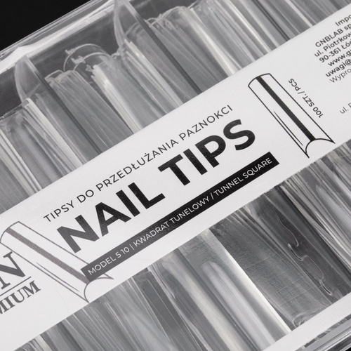 Nagelverlängerungs-Tips für schnelles Arbeiten: Nail Tips NTN Premium, quadratisch, Tunnelform, 100 Stück
