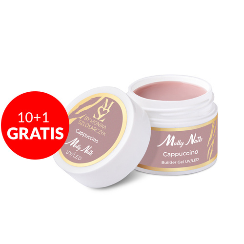 10+1 безкоштовно Гель для нарощування Salon Gel Cappuccino від Моніки Шлосарчик MollyNails, без HEMA/Di-HEMA, 15 г