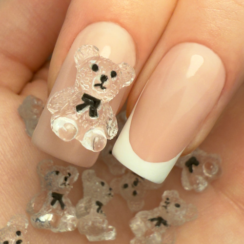 Adornos para uñas con ositos en 3D de Molly Nails, transparentes, 20 unidades