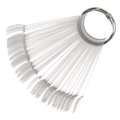 Échantillonneur en forme d'amande sur roue pour gels, vernis hybrides et poudres, transparent, 50 pièces, mat
