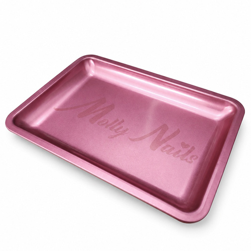 10+1gratis Metalowa tacka na narzędzia MollyNails prostokątna różowa
