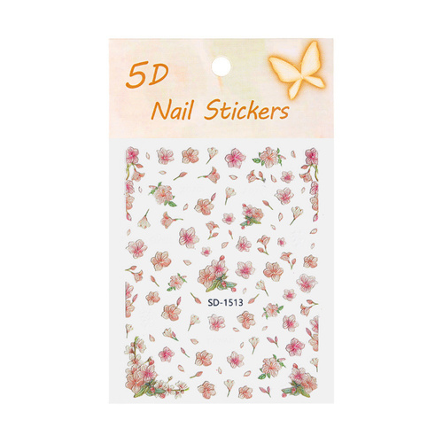 Selbstklebende 5D-Nagelaufkleber mit Blumenmotiv SD-1513 MollyNails