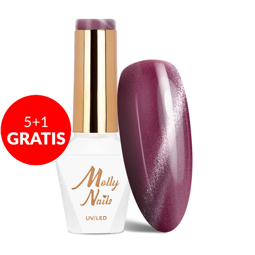 5+1 gratis Smalto ibrido LED/UV Gel Polish Pinks Cat Eye Metallic n. 212 MollyNails senza HEMA/Di-HEMA 8 g