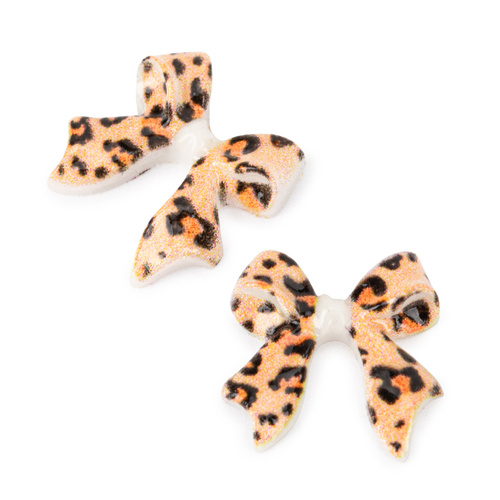 Kasetka z ozdobami kokardki 3D Molly Nails panterka 45 sztuk