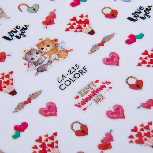 Thin, Self-Adhesive Valentine's Day Nail Stickers CA-233