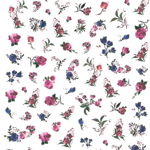 Dünne selbstklebende Nagelsticker mit Blumenmotiv R015