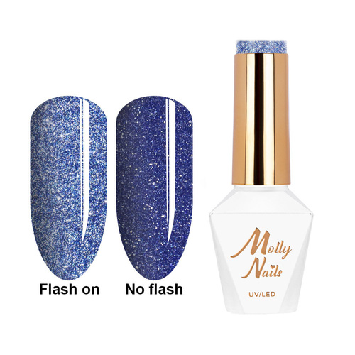 5 + 1 gratis. Esmalte híbrido Molly Nails Flashing Lights 3 Metal Rain, sin HEMA ni Di-HEMA, 8 g, n.º 617