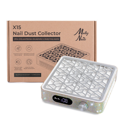Aspiratore professionale a cassetta senza fili con funzione TURBO e PAUSA X15 32,6 W Molly Nails X15 con zirconi 