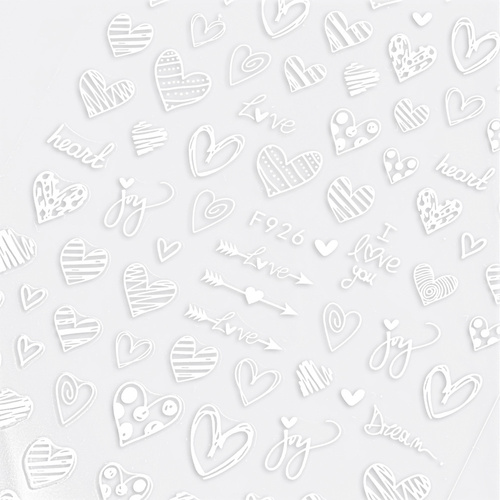 Self-adhesive Valentine's Day white nail stickers F926 MollyNails